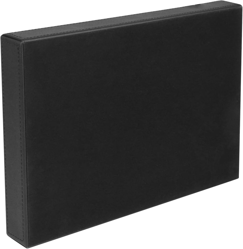 Faux Leather Valet Tray for Gift, Nightstand Organizer Decorative Dresser Tray Box with Phone Charging Station, Storage Catchall for Men and Women (Black Organizer)