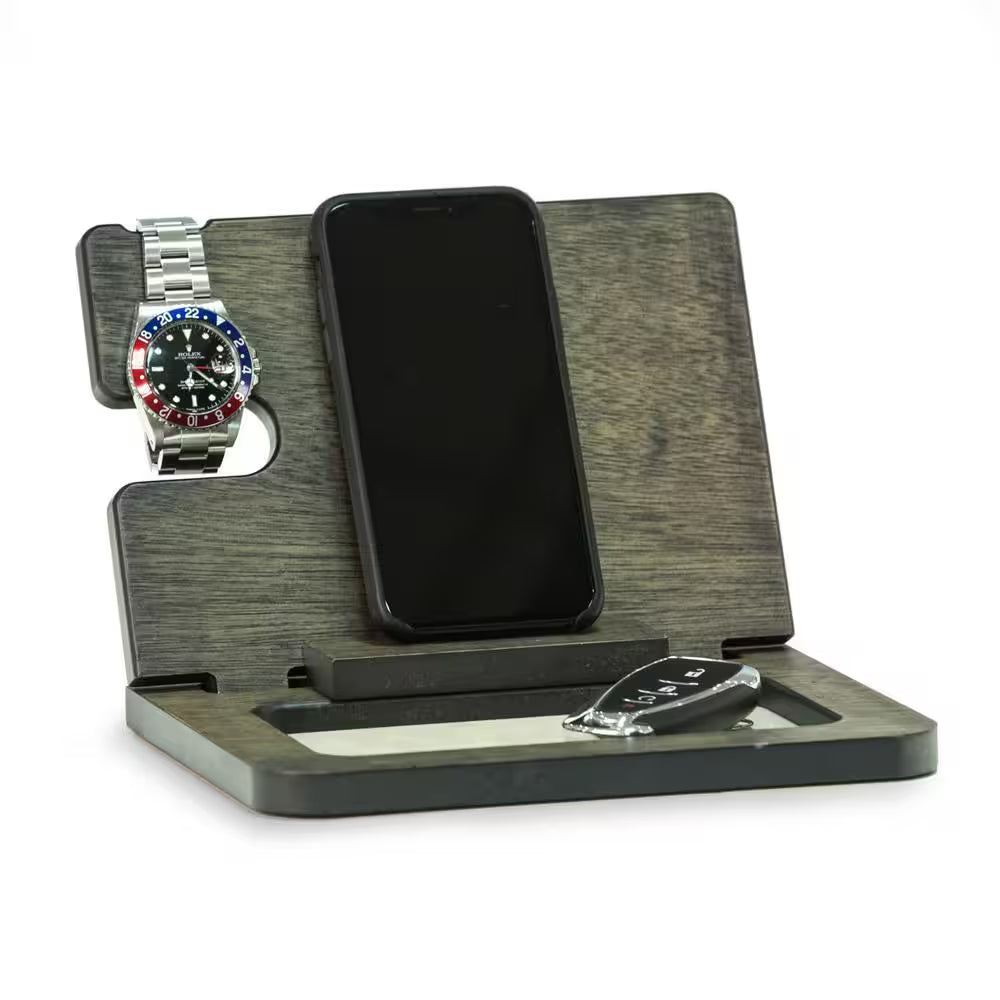 Wooden Valet and Phone Charging Station
